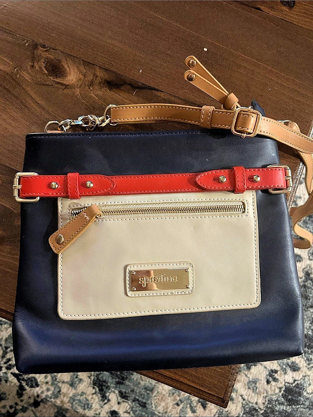 Spartina Colorblock Shoulder Bag in Blue & Red